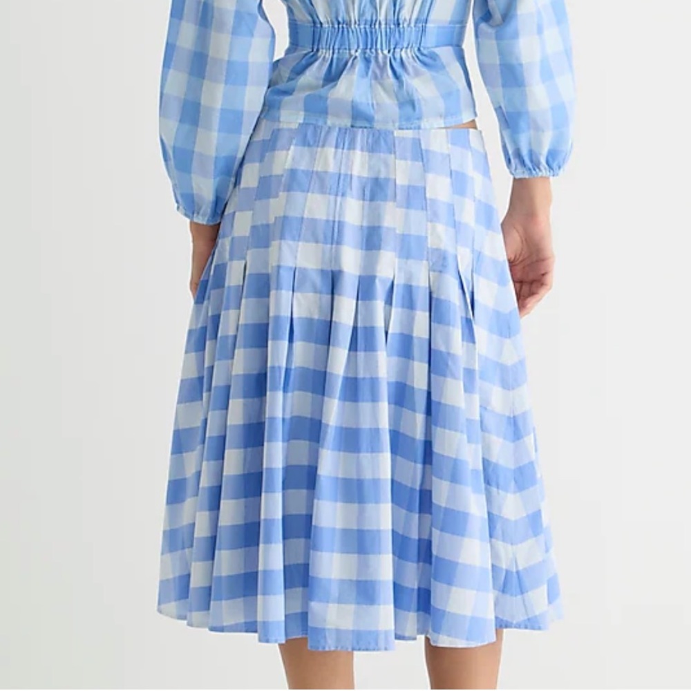 J.Crew Pleated cotton poplin midi skirt in Bristow gingham - Picture 3 of 8